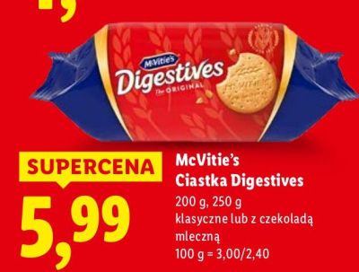 Ciastka McVitie's Digestives klasyczne lub z czekoladą mleczną promocja w Lidl