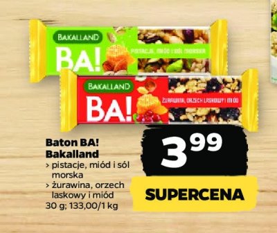 Baton pistacje miód i sól morska Bakalland ba! promocja