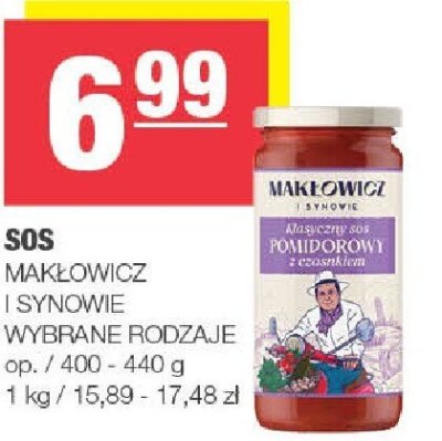 Sos MAKŁOWICZ I SYNOWIE wybrane rodzaje promocja w SPAR