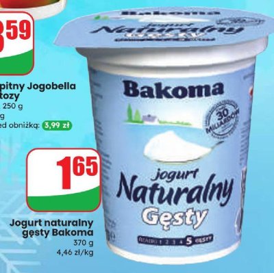 Jogurt naturalny gęsty Bakoma promocja w Dino
