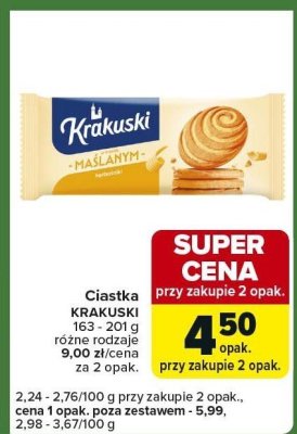 Ciastka KRAKUSKI Plankany 163-201g różne rodzaje promocja w Carrefour Express