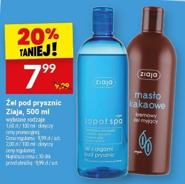 Żel pod prysznic Ziaja, 500 ml promocja w Twój Market