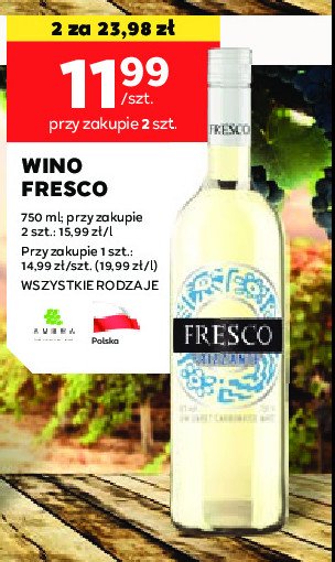 Wino Fresco frizzante white promocja