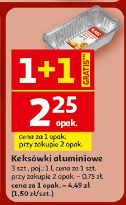 Keksówki aluminiowe 3 szt., poj.: 1,1 cena za 1 szt. przy zakupie 2 opak. promocja w Auchan