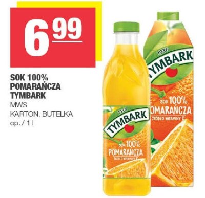 Sok 100% pomarańcza Tymbark promocja w SPAR