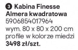Kabina prysznicowa Finesse Almera kwadratowa promocja w Castorama