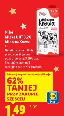 Mleko UHT 3,2% Mleczna Krowa promocja w Lidl