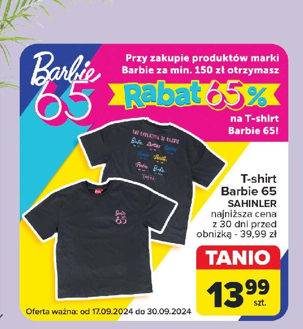 T-shirt dziecięcy barbie promocja w Carrefour Market