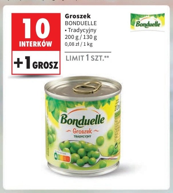 Groszek konserwowy ekstra drobny Bonduelle promocja w Intermarche