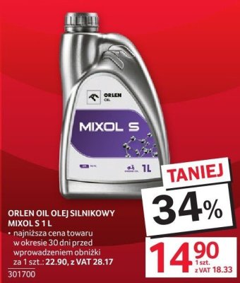 Olej silnikowy MIXOL S 1 L ORLEN promocja w Selgros