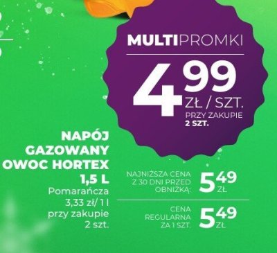 Napój gazowany owoc Hortex pomarańczowy 1,5 l promocja w Duży Ben