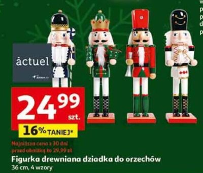 Figurka drewniana dziadka do orzechów 36 cm, 4 wzory promocja w Auchan