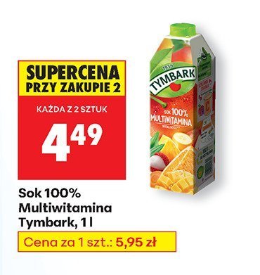 Sok 100% Multiwitamina Tymbark, 1 l promocja w Biedronka