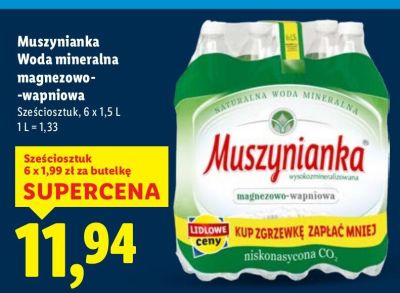 Woda mineralna magnezowo-wapniowa Muszynianka promocja w Lidl