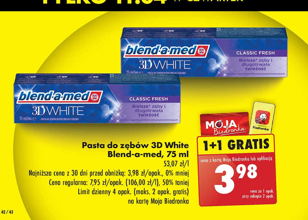 Pasta do zębów classic fresh Blend-a-med 3d white promocja