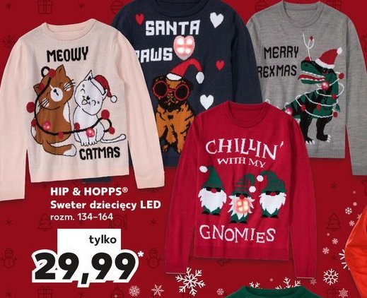 Sweter dzieci臋cy led 134-164 Hip & hopps promocja