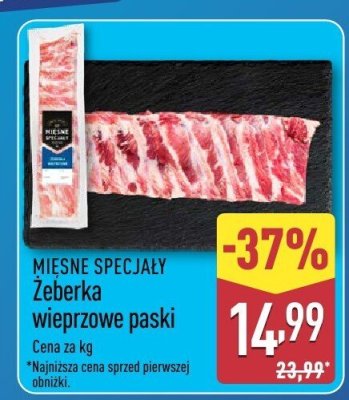 Mięso Żeberka wieprzowe paski promocja w Aldi