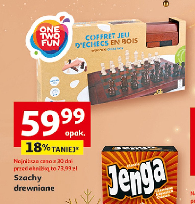 Szachy drewniane One two fun promocja w Auchan