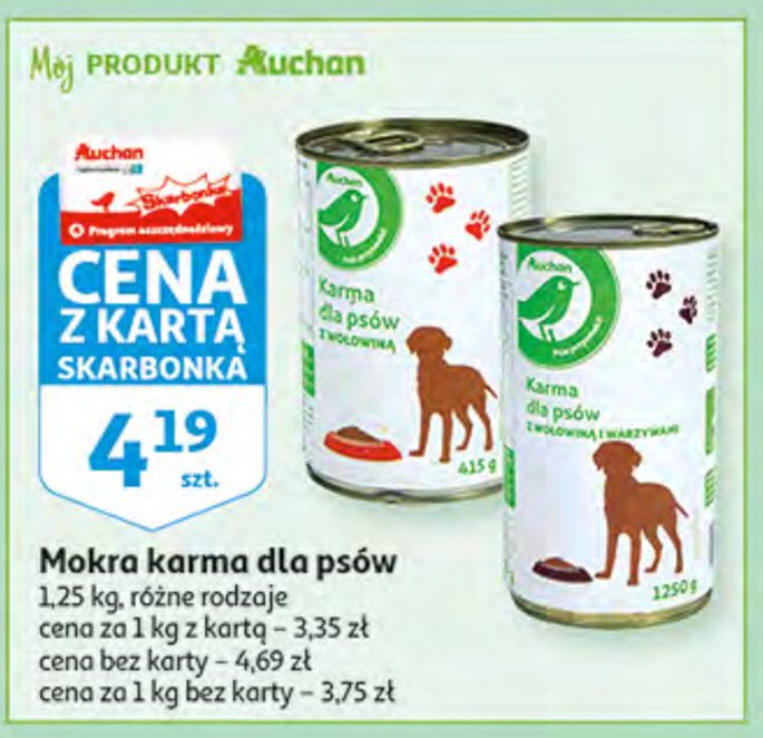 Karma dla psa z wołowiną Auchan promocja