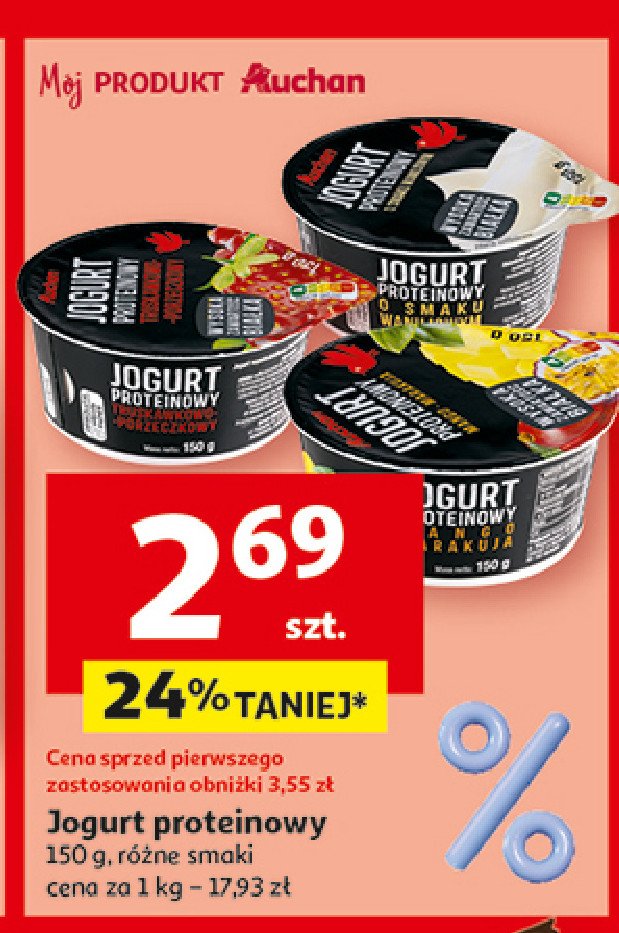Jogurt proteinowy truskawkowko-porzeczkowy Auchan promocja w Auchan