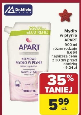 Mydło w płynie APART KREMOWE MYDŁO W PŁYNIE ECO REFILL 900 ml promocja w Carrefour