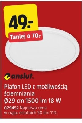 Plafon LED z możliwością ściemniania anslut Ø29 cm 1500 lm 18 W promocja w Jula