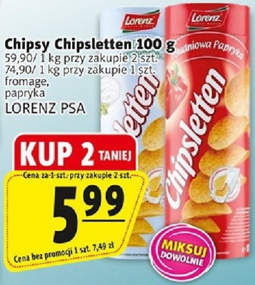 Chipsy Chipsletten 100 g promocja w Prim Market