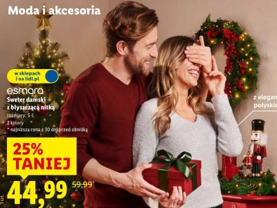 Sweter damski  z błyszczącą nitką promocja w Lidl