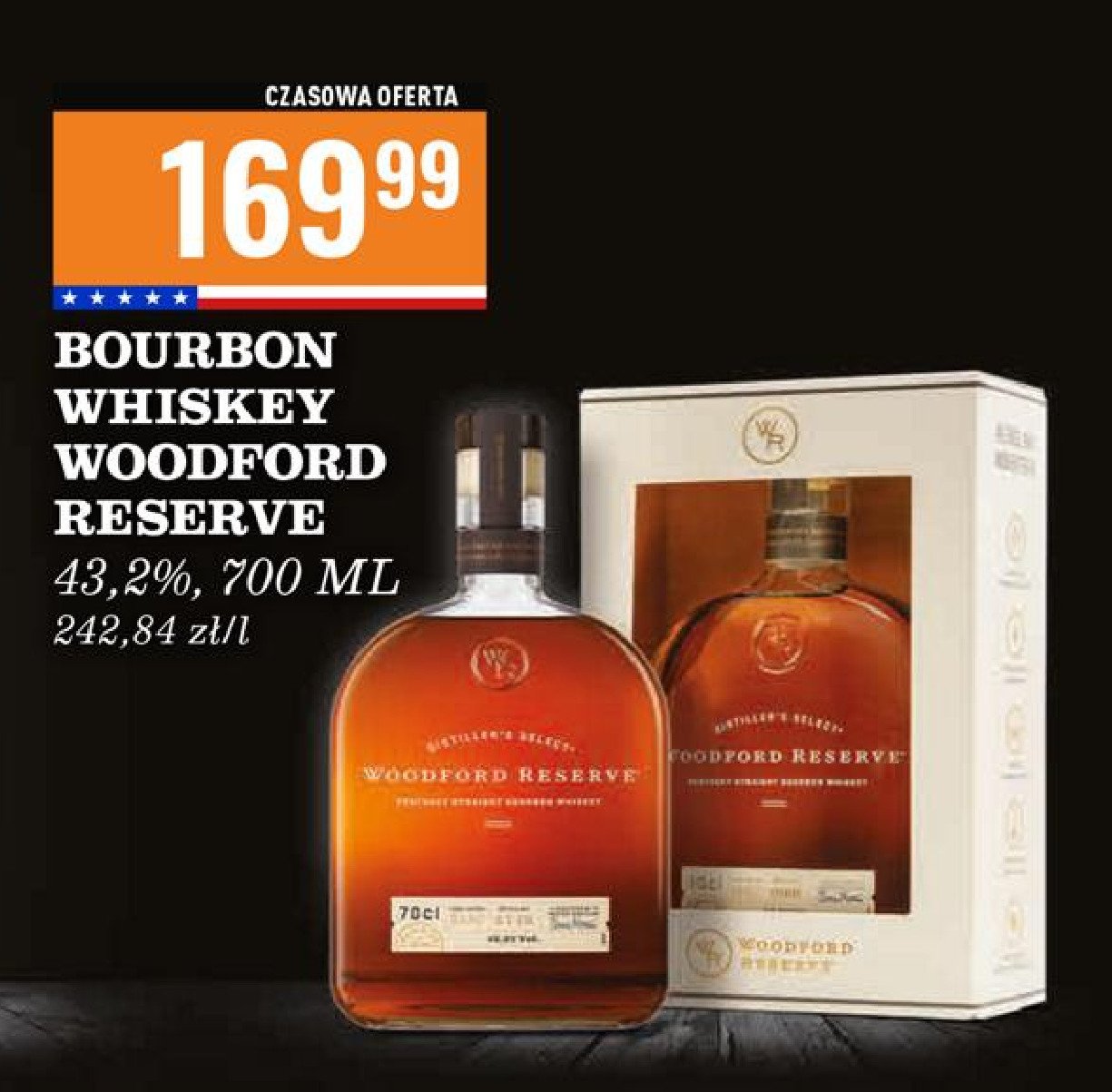 Bourbon karton WOODFORD RESERVE promocja