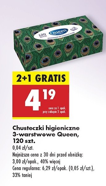 Chusteczki higieniczne 3-warstwowe Queen promocja