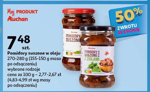 Pomidory suszone z ziołami Auchan różnorodne (logo czerwone) promocja w Auchan