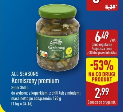 Korniszony premium All Seasons promocja w Aldi