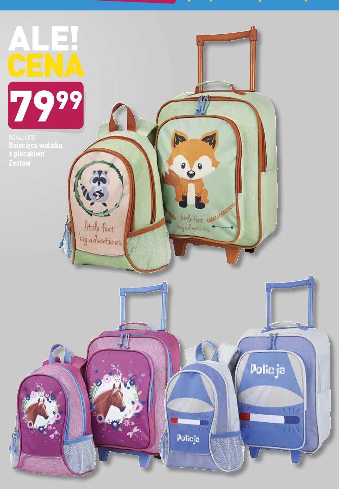 Zestaw dziecięcy: walizka + plecak Royal life promocja