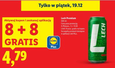 Piwo Lech Premium 500 ml promocja w Lidl