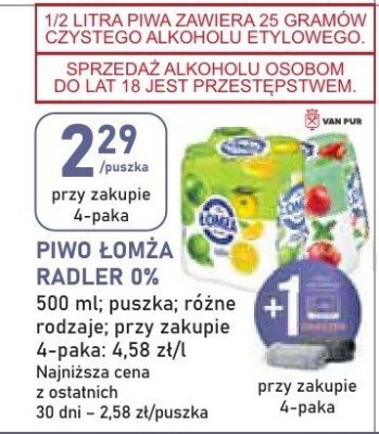 Piwo Łomża Radler 0% promocja w Stokrotka