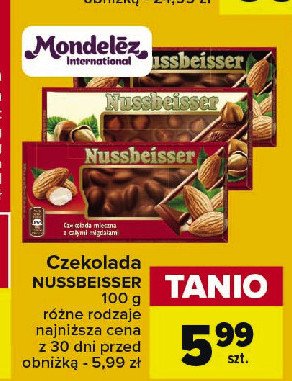 Czekolada mleczna z migdałami Alpen gold nussbeisser promocja w Carrefour Market