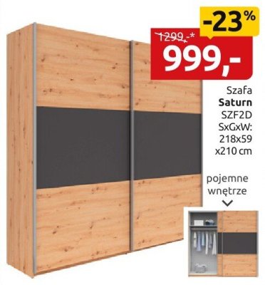 Szafa Saturn SZF2D promocja w Black Red White