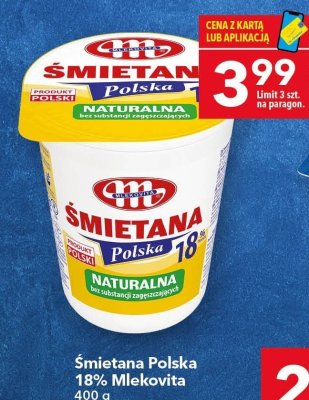 Śmietana Polska 18% Mlekovita promocja w LEWIATAN