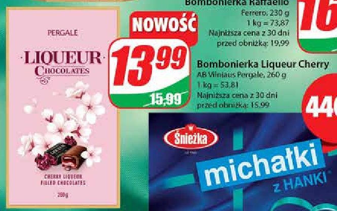 Bombonierka liqueur cherry Pergale promocja