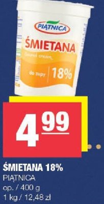 Śmietana 18% PIĄTNICA promocja w SPAR