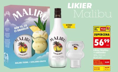 Likier Malibu + szklanka 18%, 700 ml promocja w Biedronka
