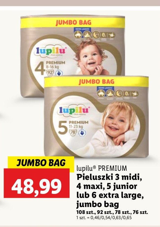 Pieluchy midi 3 Lupilu premium promocja