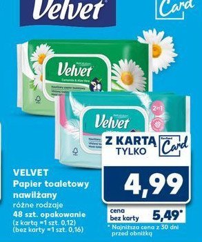 Papier toaletowy nawilżany rumianek i aloevera Velvet promocja