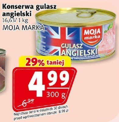 Konserwa gulasz angielski MOJA MARKA promocja w Prim Market