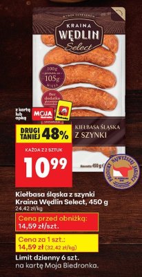 Kiełbasa śląska z szynki  promocja w Biedronka