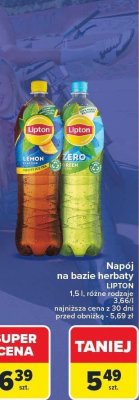 Napój na bazie herbaty 1,5 l, różne rodzaje Lipton promocja w Carrefour