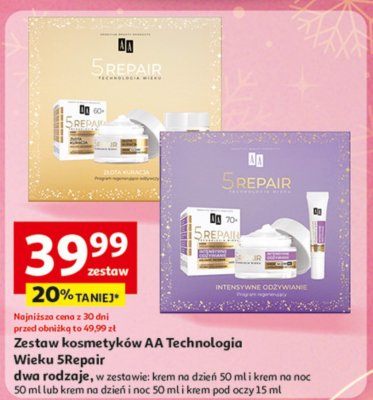 Zestaw kosmetyków AA Technologia Wieku 5Repair dwa rodzaje promocja w Auchan