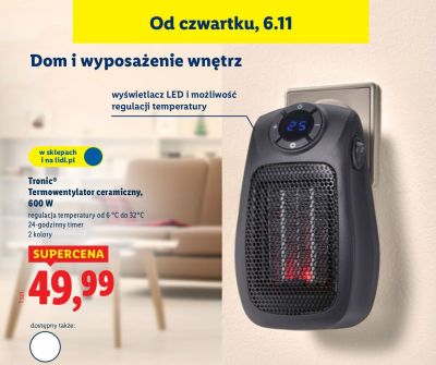 Termowentylator ceramiczny Tronic 600W promocja w Lidl