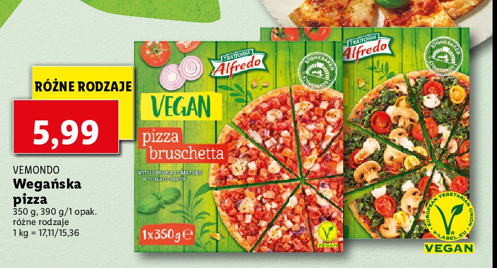 Pizza deliziosa vegan verdura Trattoria alfredo promocja