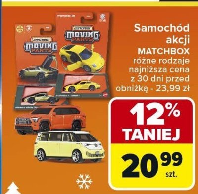 Samochód Akcji MATCHBOX różne rodzaje promocja w Carrefour
